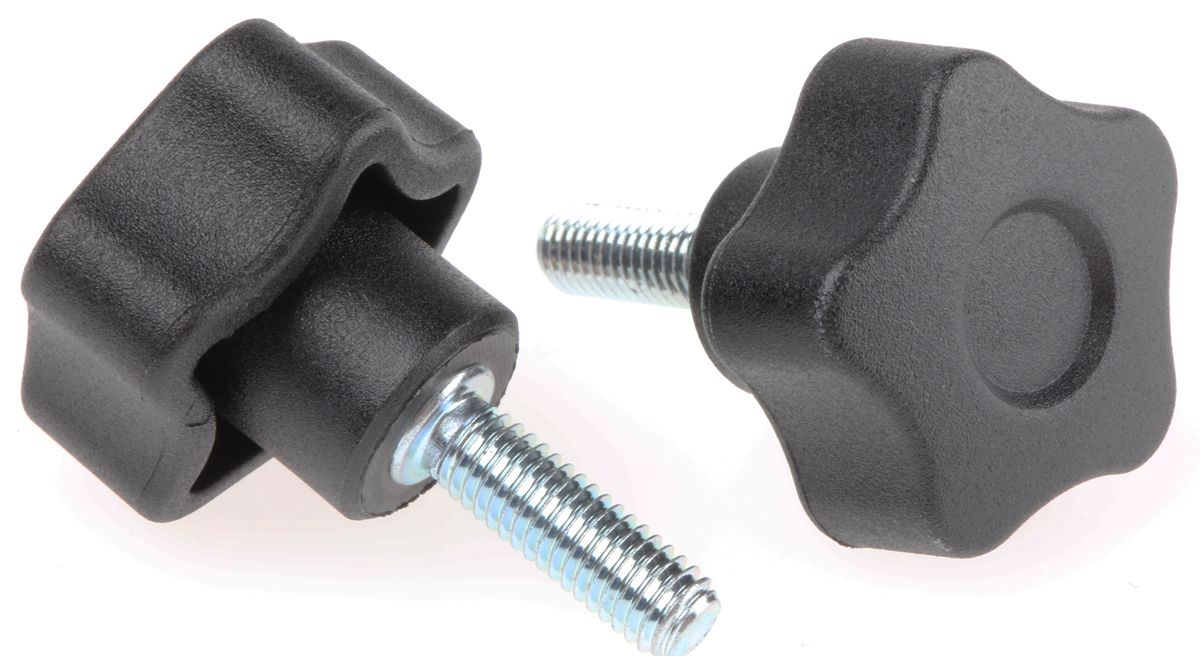 Elesa 69822 Black Multiple Lobes Clamping Knob, M5, Threaded Stud