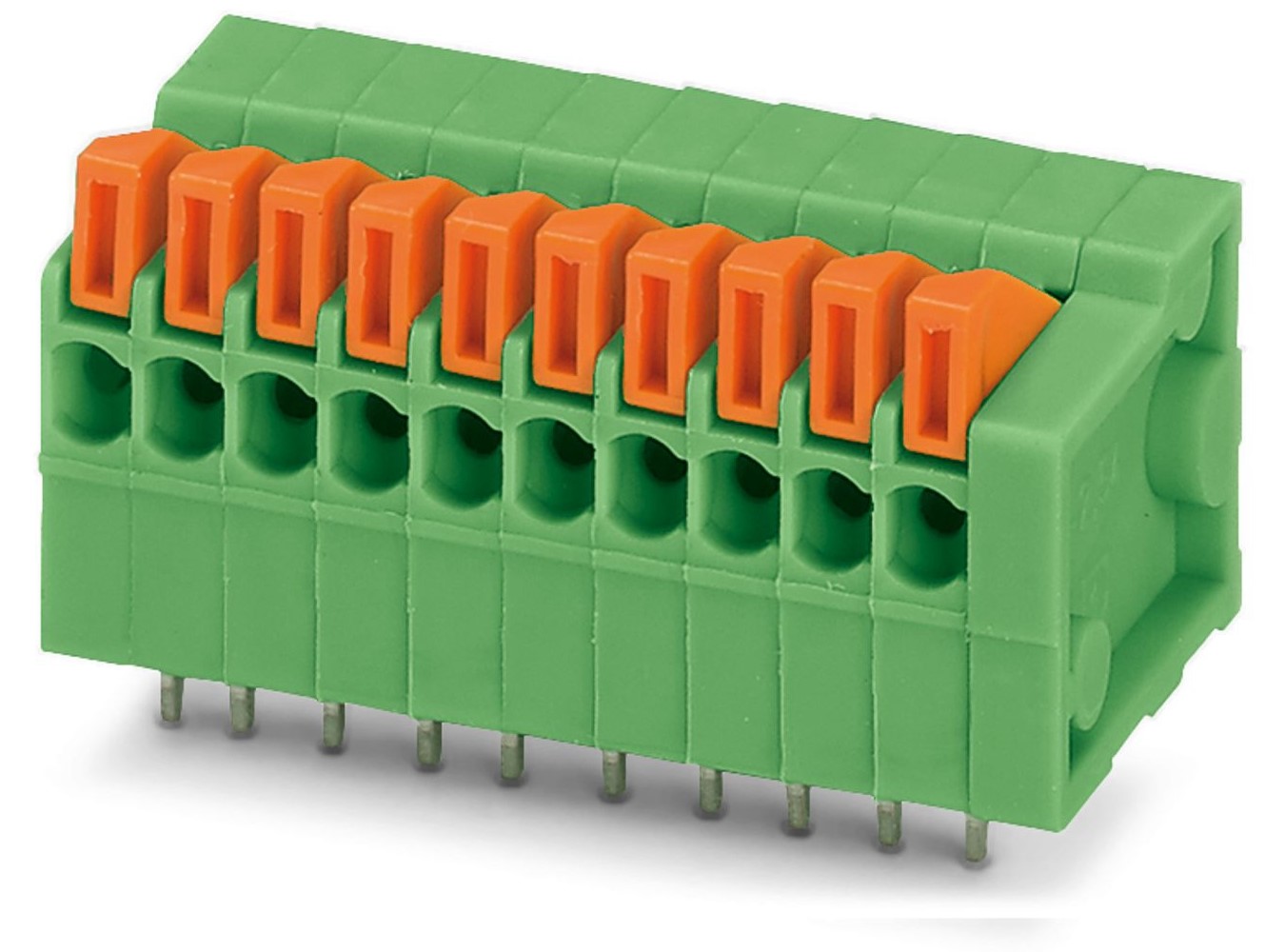 Phoenix Contact FFKDSA1/H-2.54- 8 Series PCB Terminal Block, 8-Contact, 2.54mm Pitch, Through Hole Mount, Spring Cage