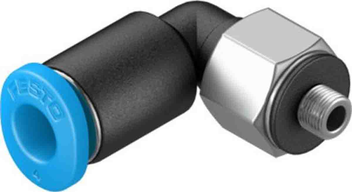 Festo Elbow Threaded Adaptor, M3 Male to Push In 4 mm, Threaded-to-Tube Connection Style, 130769