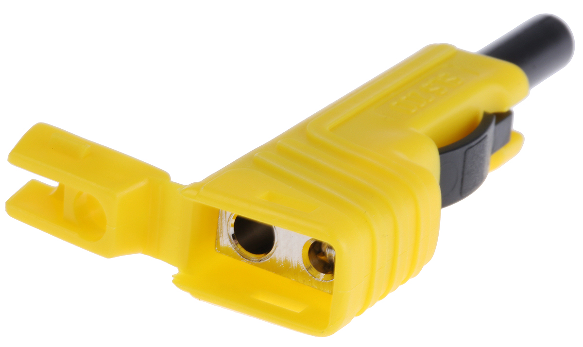 Hirschmann Test & Measurement Yellow Male Banana Plug, 4 mm Connector, Screw Termination, 30A, 30 V ac, 60V dc, Nickel