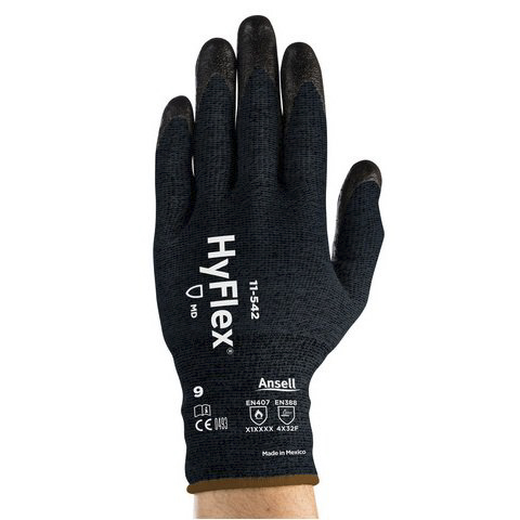 Ansell Hyflex Black Kevlar Kevlar Cut Resistant Gloves, Size 9, Nitrile Coating