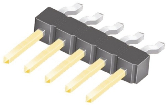 Samtec TSM Series Right Angle Surface Pin Header, 5 Contact(s), 2.54 mm Pitch, 1 Row, Unshrouded