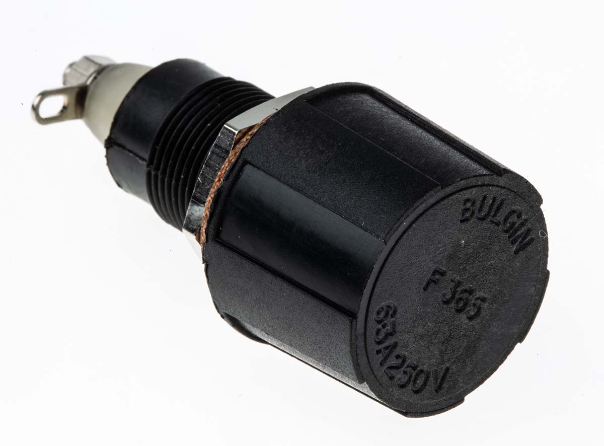 Bulgin 6.3A Panel Mount Fuse Holder for 5 x 20mm Fuse, 1P, 250V ac