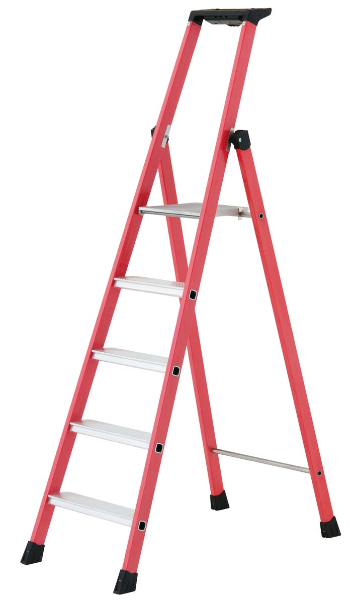 TUBESCA Fibreglass 6 steps Step Ladder, 1.38m platform height, 2.04m open length