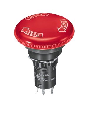 Omron A165E Series Twist Release Emergency Stop Push Button, Panel Mount, 16mm Cutout, IP65
