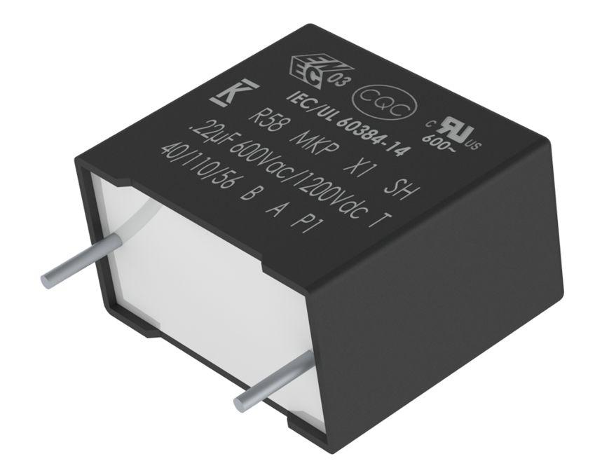 KEMET R58 Film Capacitor, 600V ac, 10%, 100nF