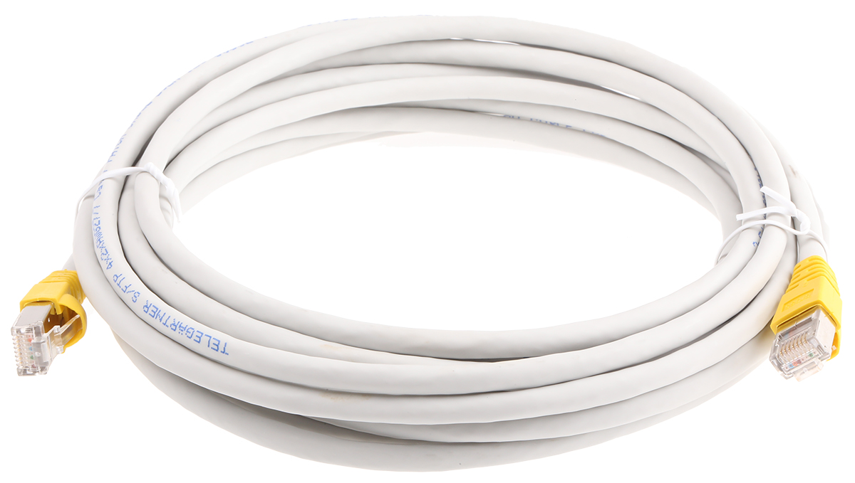 Telegartner, 5m Cat6a, Grey RJ45 to Male RJ45 Male, S/FTP Shielded, Terminated LSZH Sheath