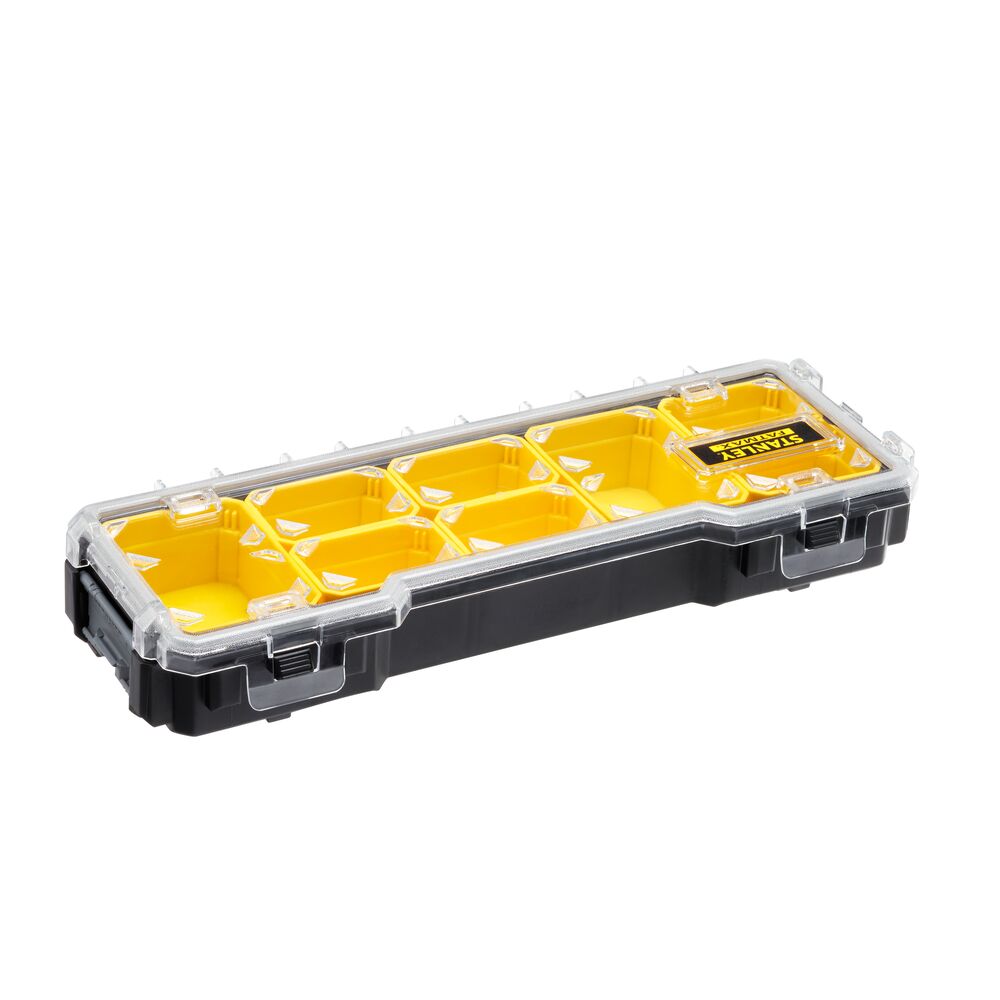 Stanley 1/3 Cell Black, Yellow Plastic, Adjustable Compartment Box, 26.7cm x 43.2cm x 6.4cm