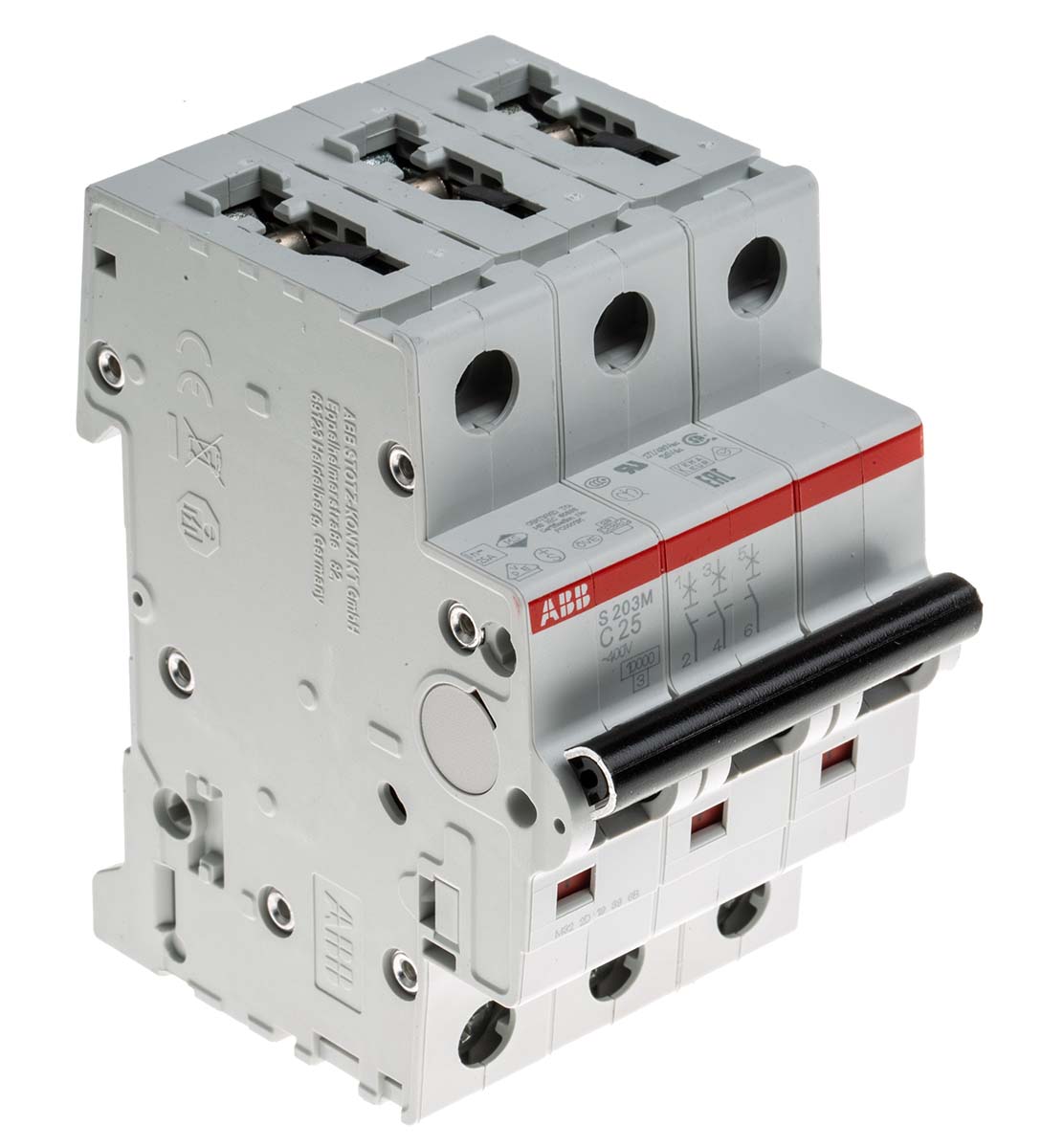 ABB System Pro M Compact S200M MCB, 3P, 25A Curve C, 440V AC, 10 kA Breaking Capacity