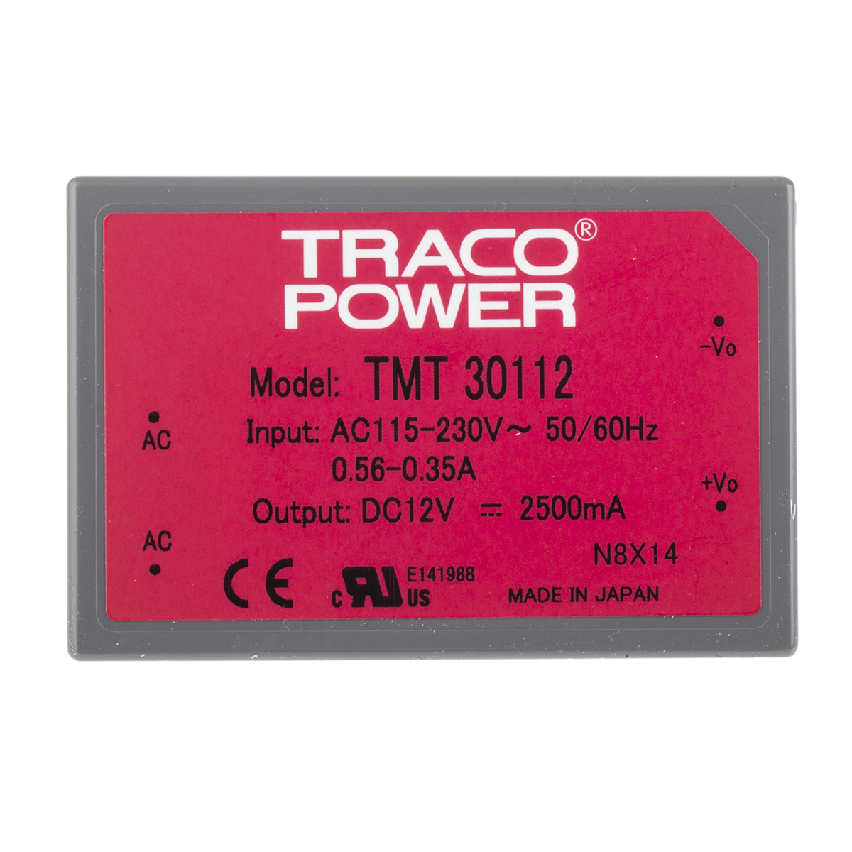 TRACOPOWER Switching Power Supply, TMT 30112, 12V dc, 2.5A, 30W, 1 Output, 85 → 264 V ac, 85 → 370 V dc
