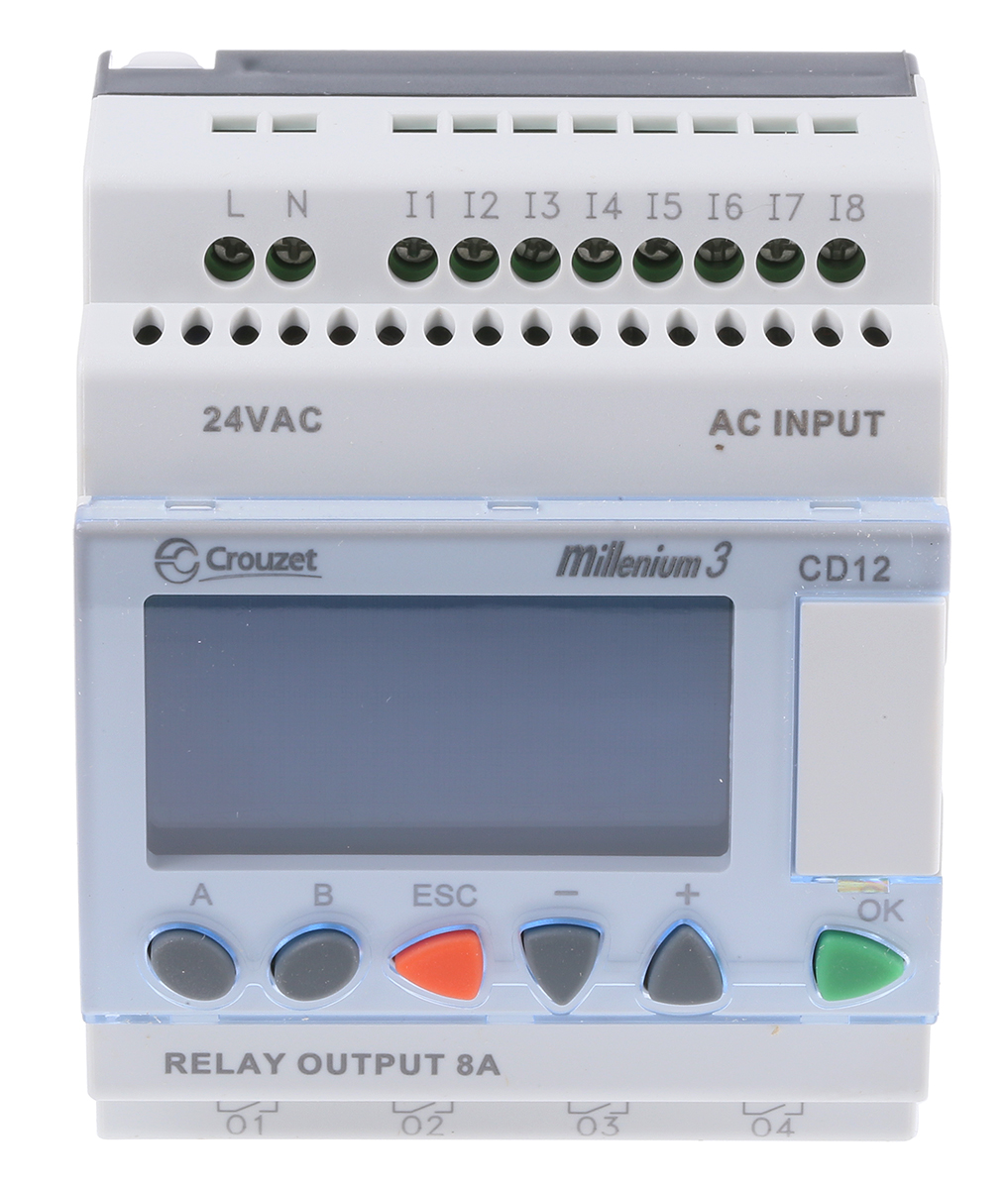 Crouzet Millenium 3 Series Logic Module, 24 V ac Supply, Relay Output, 8-Input, Digital Input