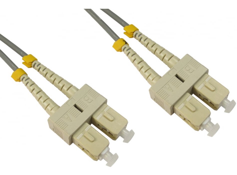 RS PRO SC to SC Duplex Multi Mode OM1 Fibre Optic Cable, 3mm, Grey, 1m