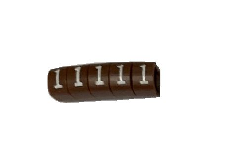 RS PRO Slide On Cable Marker, White on Brown, Pre-printed "1", 3 → 4.2mm Cable