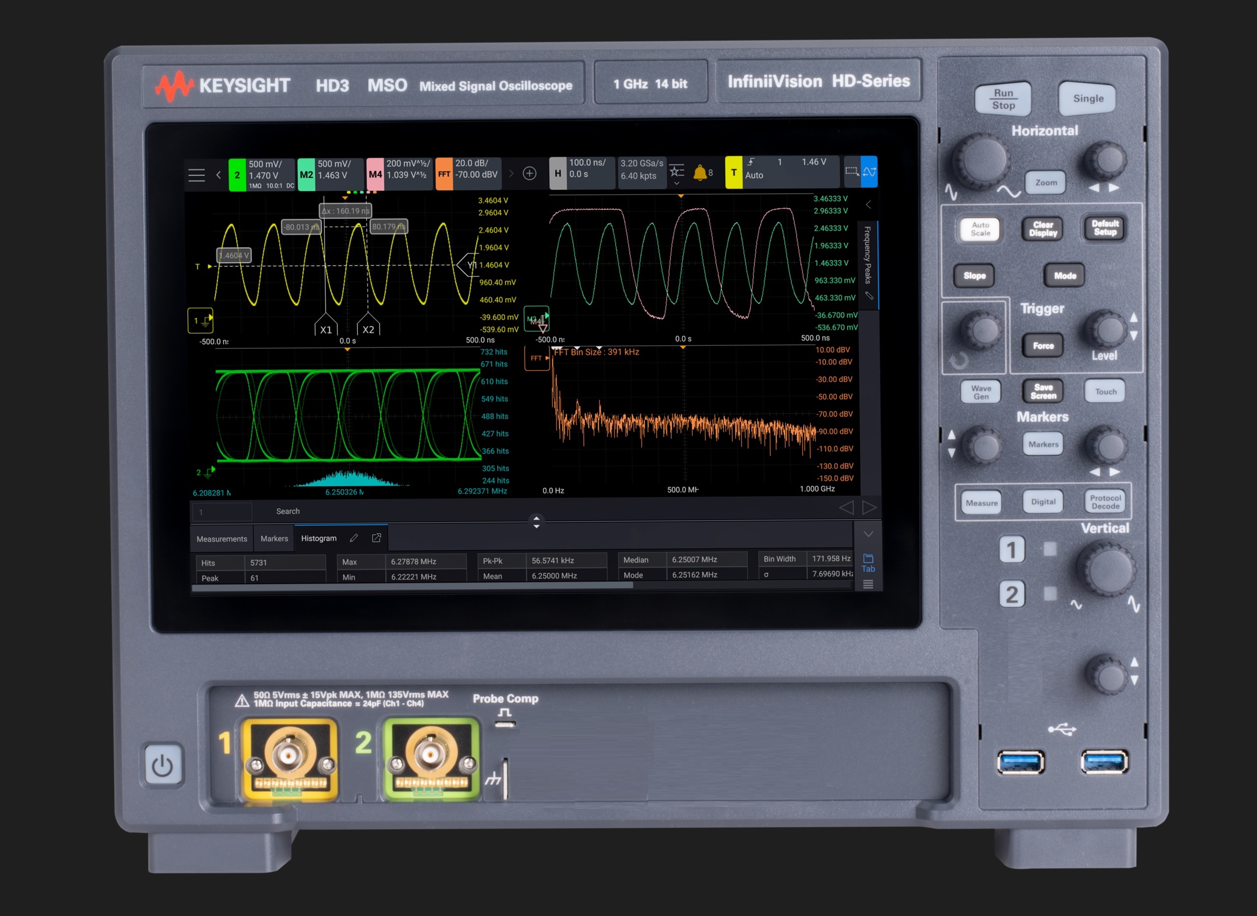 Keysight Technologies HD302MSO-500 HD3 Series, 500MHz Bench Oscilloscope, 2 Analogue Channels, 16 Digital Channels