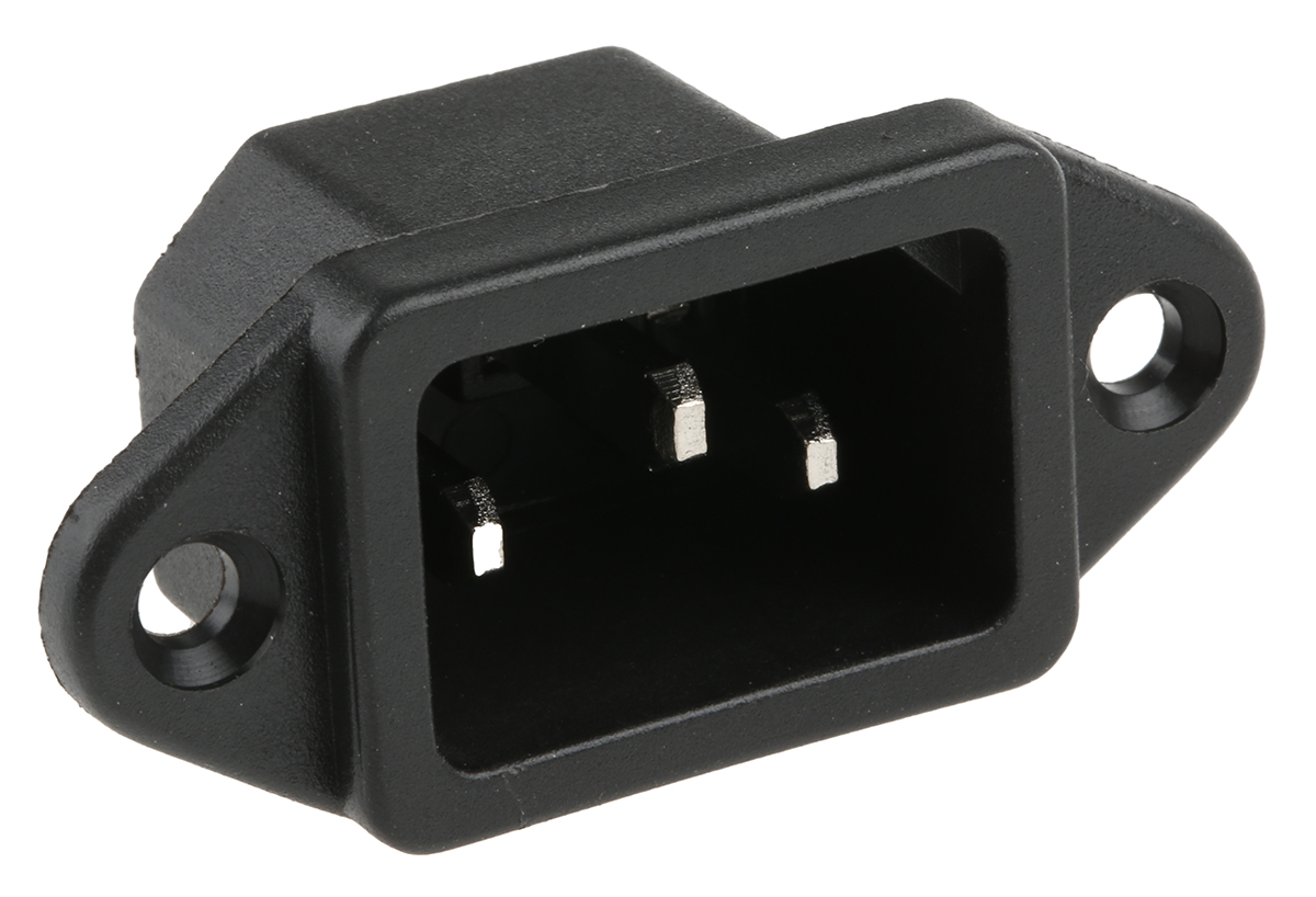 RS PRO C14 Panel Mount IEC Connector Male, 10A, 250 V