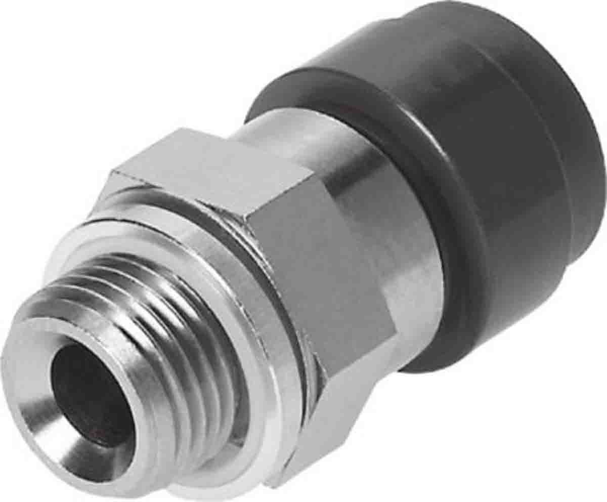 Festo Straight Threaded Adaptor, G 1/4 Male to Push In 8 mm, Threaded-to-Tube Connection Style, 186317