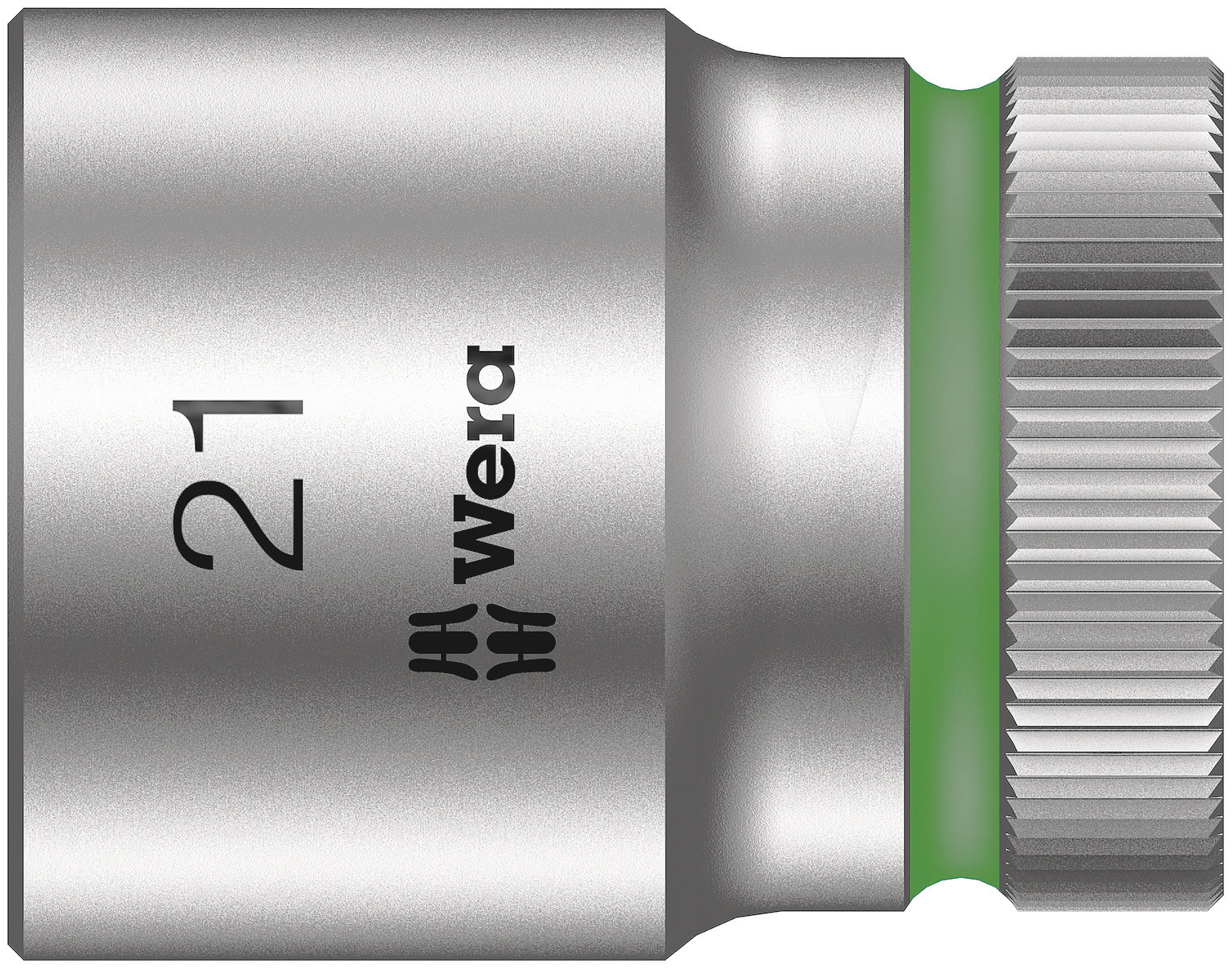 Wera 1/2 in Drive 21mm Standard Socket, 6 point, 37 mm Overall Length