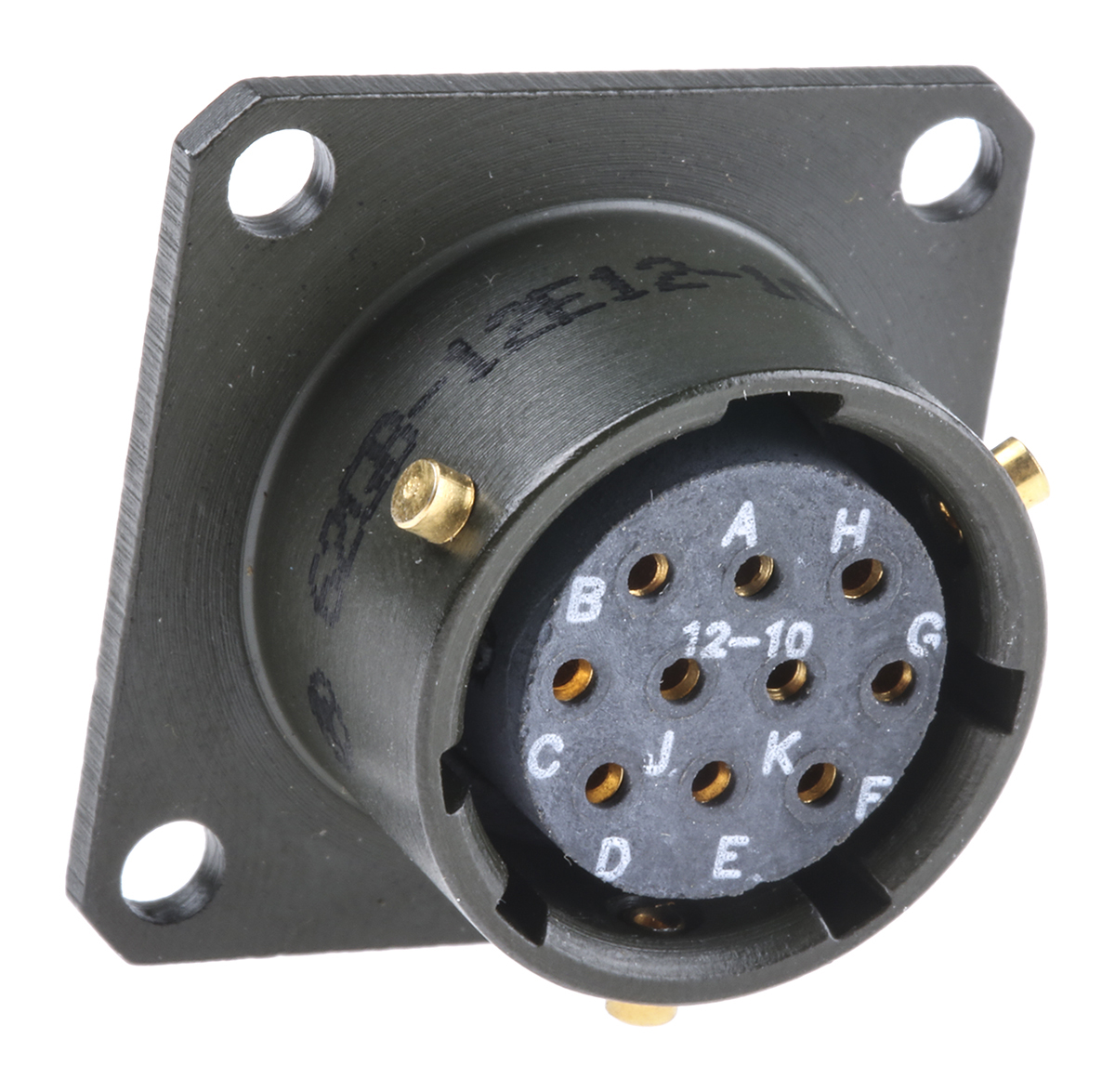 Amphenol Limited, 62GB 10 Way Box Mount MIL Spec Circular Connector ReceptacleOlive, Socket Contacts,Shell Size 12,