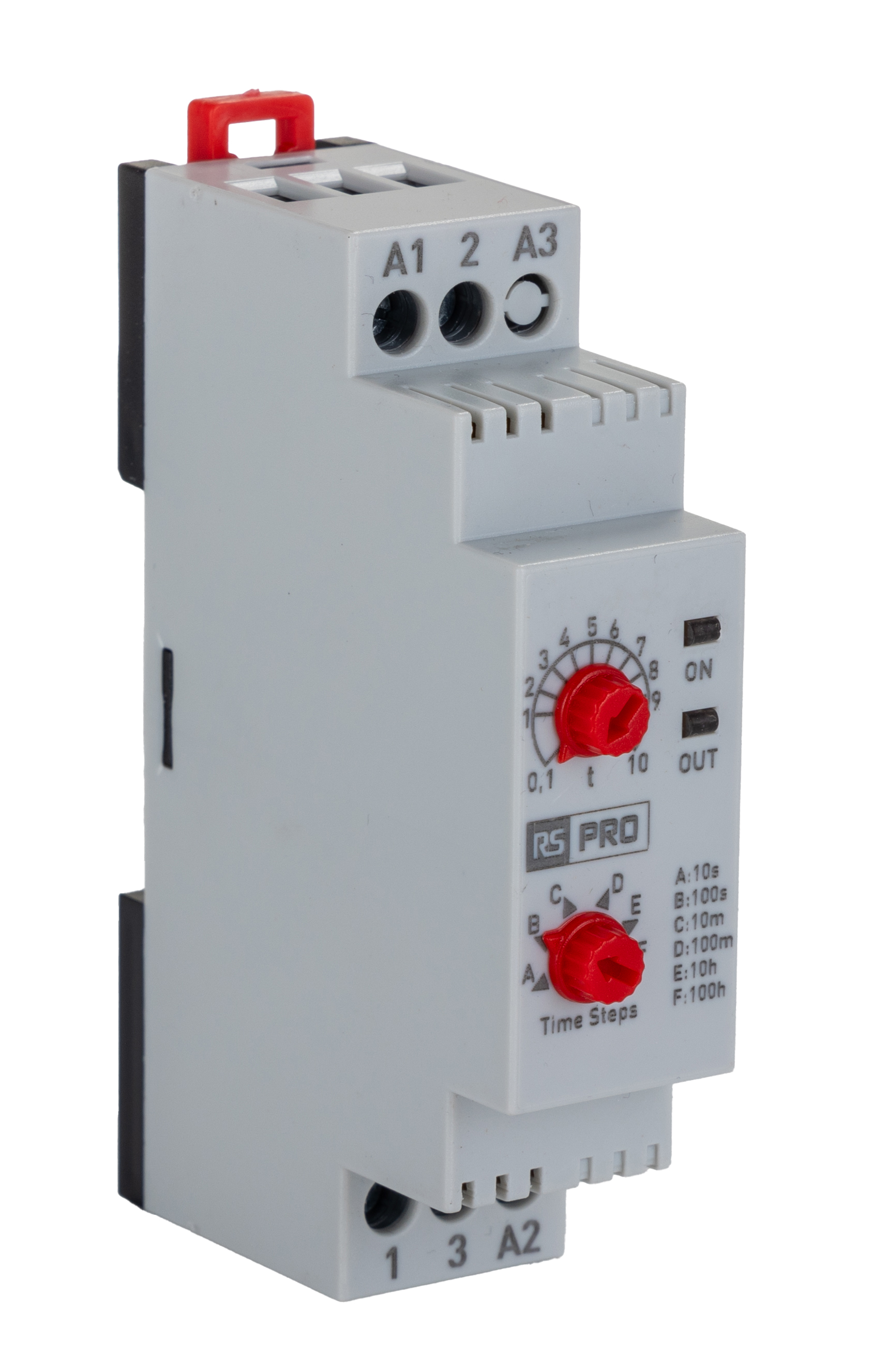 RS PRO DIN Rail Mount Timer Relay, 230 V ac, 24V ac/dc, 3-Contact, 0.1 → 100h, 1-Function, SPDT