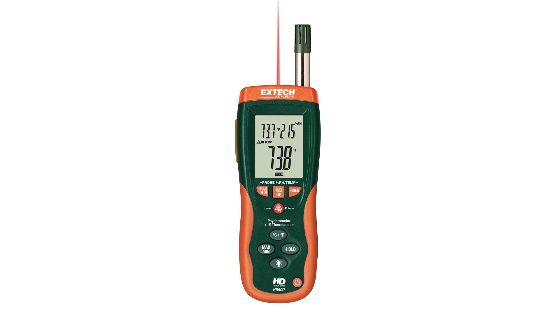 Extech HD500 Infrared Thermometer, -148°F Min, +2501°F Max, ±2 % Accuracy