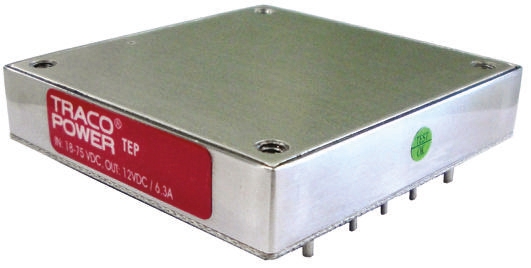TRACOPOWER TEP 75WI DC-DC Converter, 12V dc/ 6.3A Output, 18 → 75 V dc Input, 75W, Through Hole, +75°C Max Temp