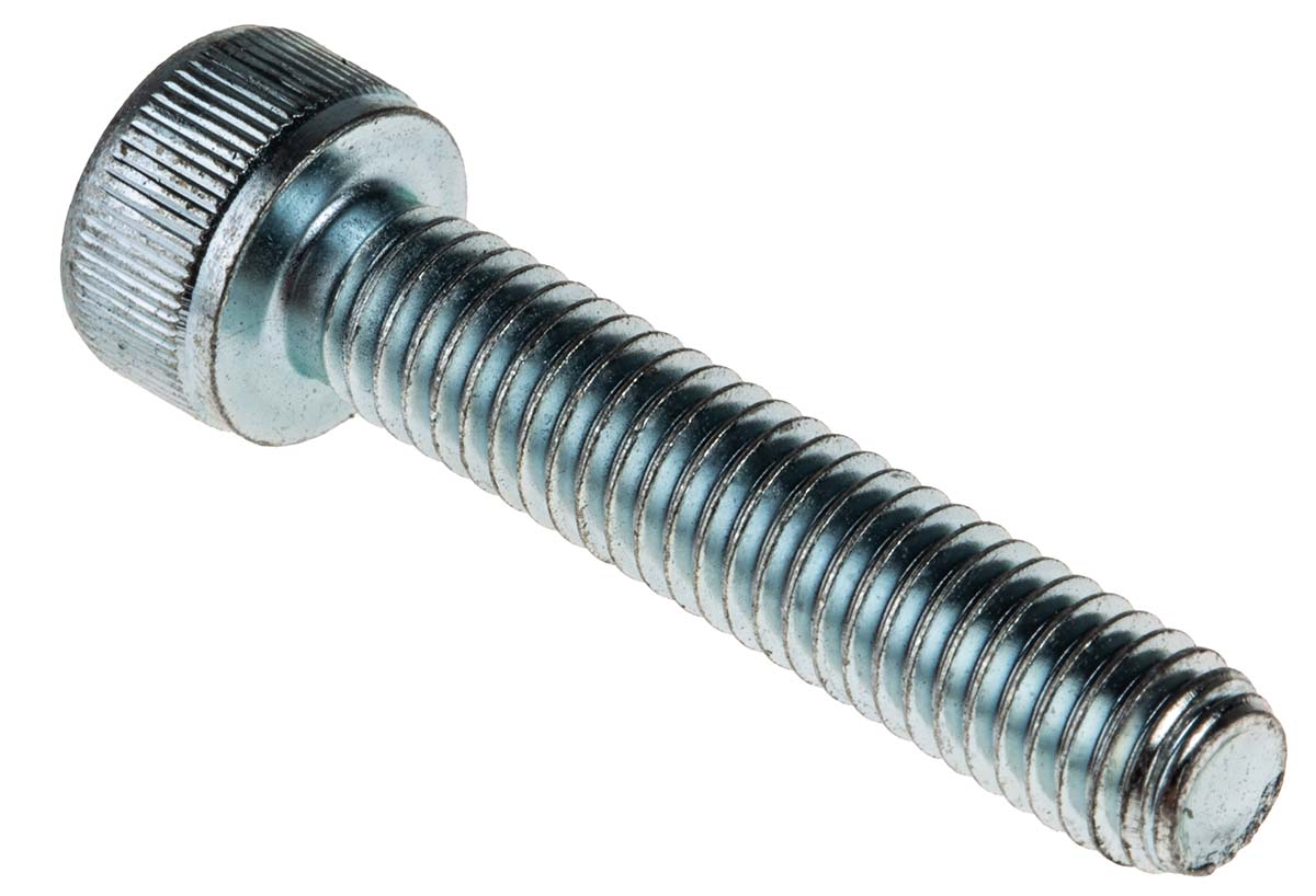 RS PRO Bright Zinc Plated Steel Hex Socket Cap Screw, DIN 912, M6 x 30mm