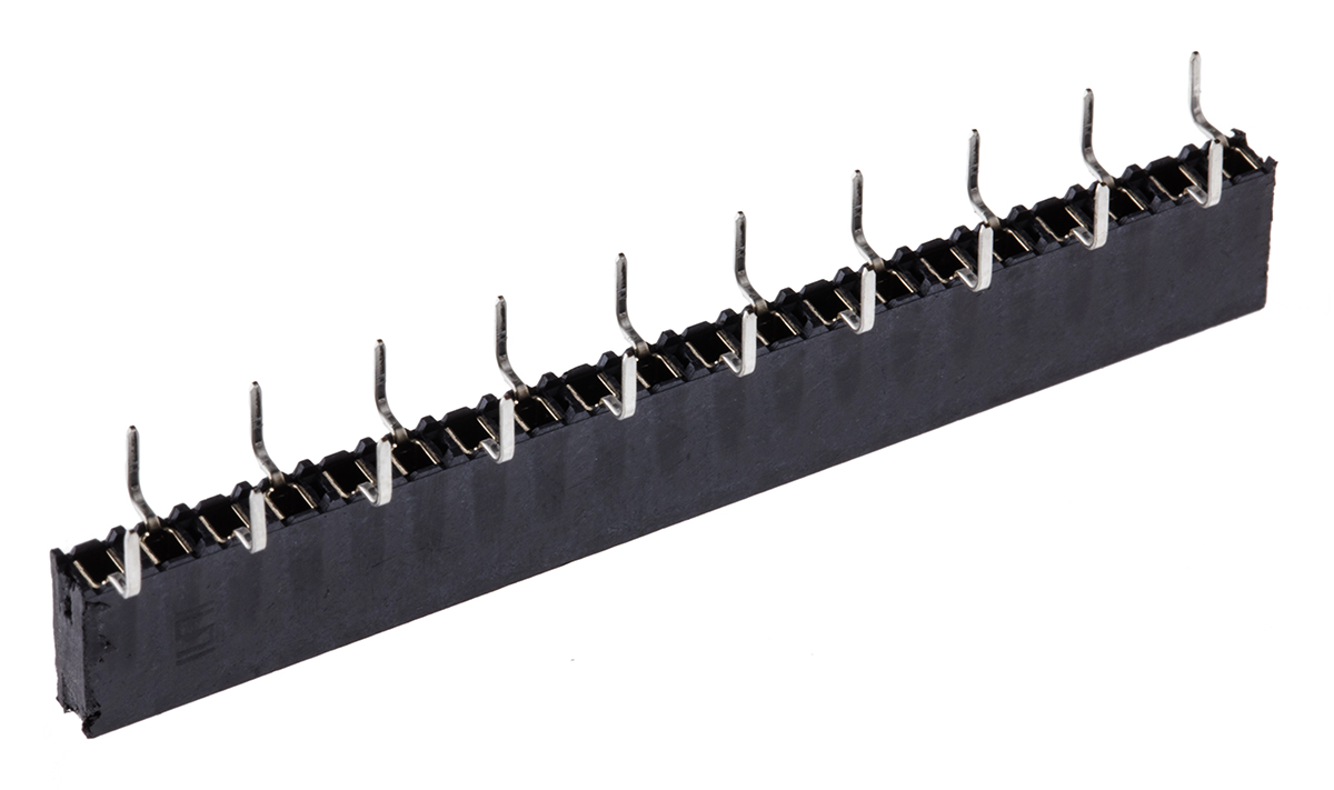 Samtec Straight Through Hole Mount PCB Socket, 20-Contact, 1-Row, 2.54mm Pitch, Solder Termination