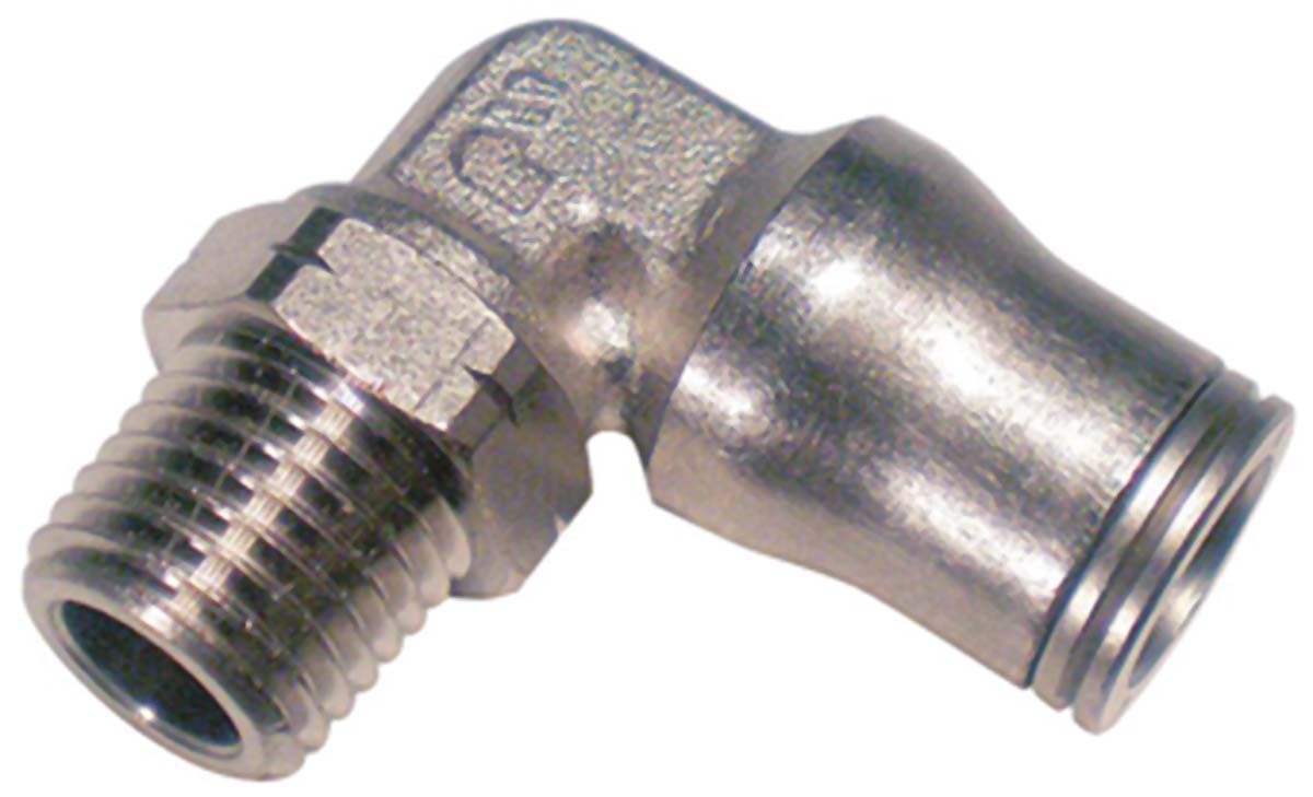 Legris LF3600 Series Elbow Threaded Adaptor, R 1/2 Male to Push In 12 mm, Threaded-to-Tube Connection Style