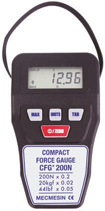 Mecmesin 860-022 Force Gauge 500Hz RS232, Range: 200N, Resolution: 0.2 N, With RS Calibration