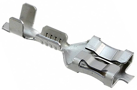 TE Connectivity FASTON .250 Uninsulated Female Spade Connector, Receptacle, 3 (Section E-E) mm, 4.6 (Section B-B) mm