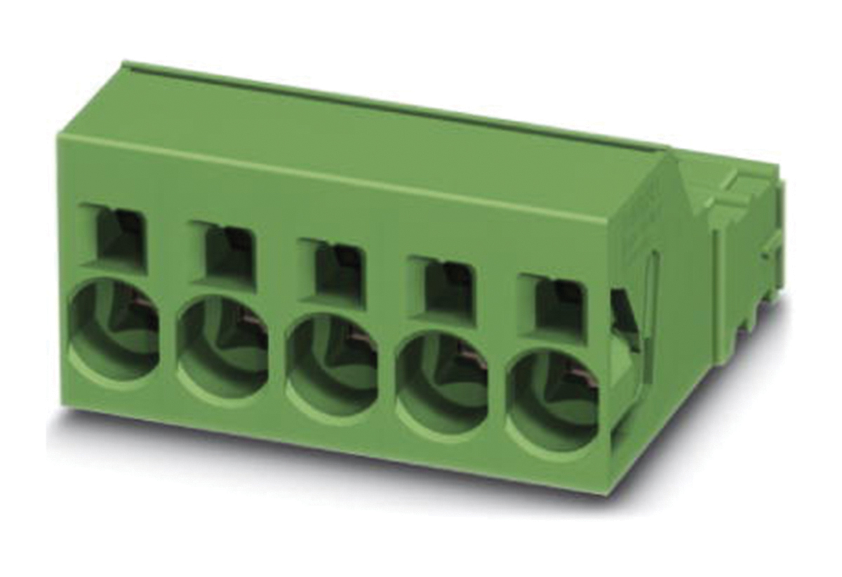 Phoenix Contact, 10.16mm Pitch, ISPC 16/ 2-ST-10.16, 2 Way, , Pluggable Terminal Block, Inverted Plug, Cable Mount,
