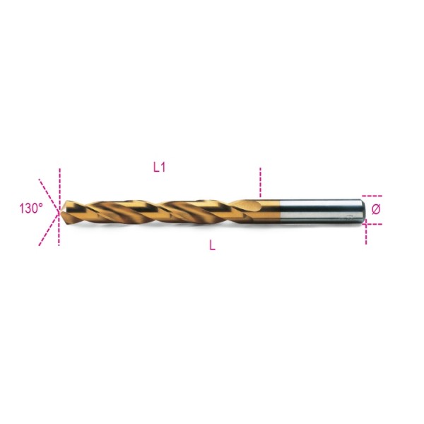BETA 414 Series HSS-TiN Twist Drill Bit for Metal, 10mm Diameter, 133 mm Overall