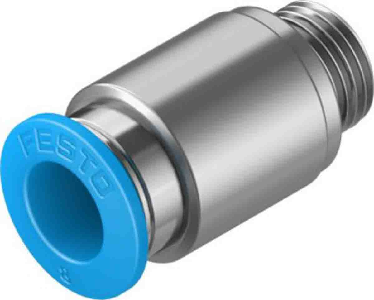 Festo Straight Threaded Adaptor, G 1/8 Male to Push In 8 mm, Threaded-to-Tube Connection Style, 133010