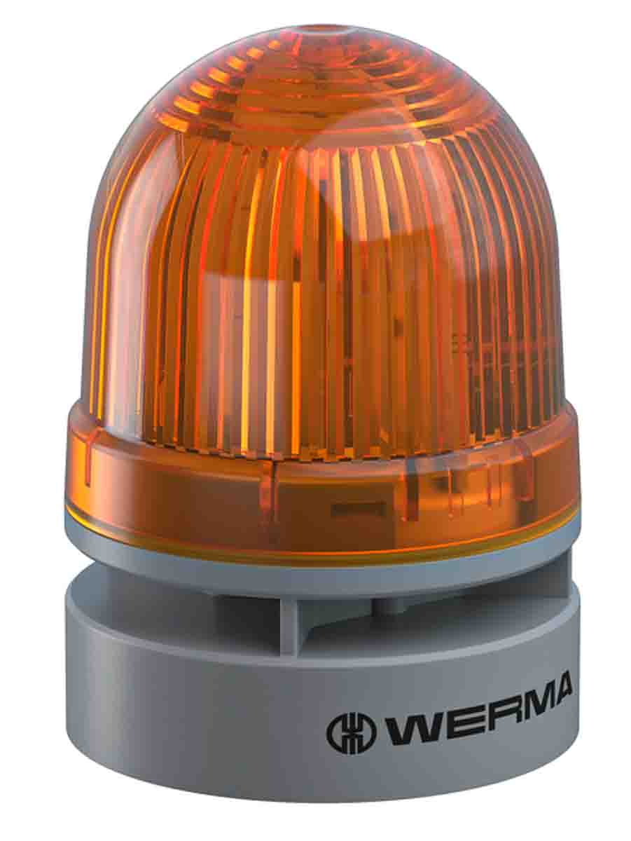 Werma EvoSIGNAL Mini Series Yellow Sounder Beacon, 24 V dc, IP66, Base Mount, 95dB at 1 Metre