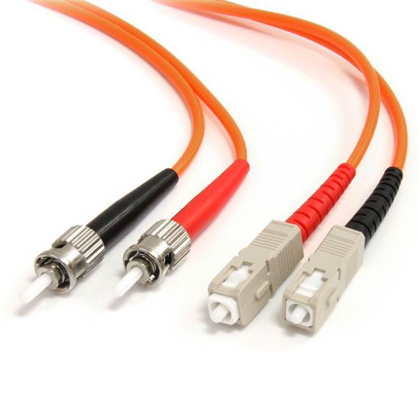 StarTech.com SC to ST Duplex Multi Mode OM1 Fibre Optic Cable, 62.5/125μm, Orange, 2m