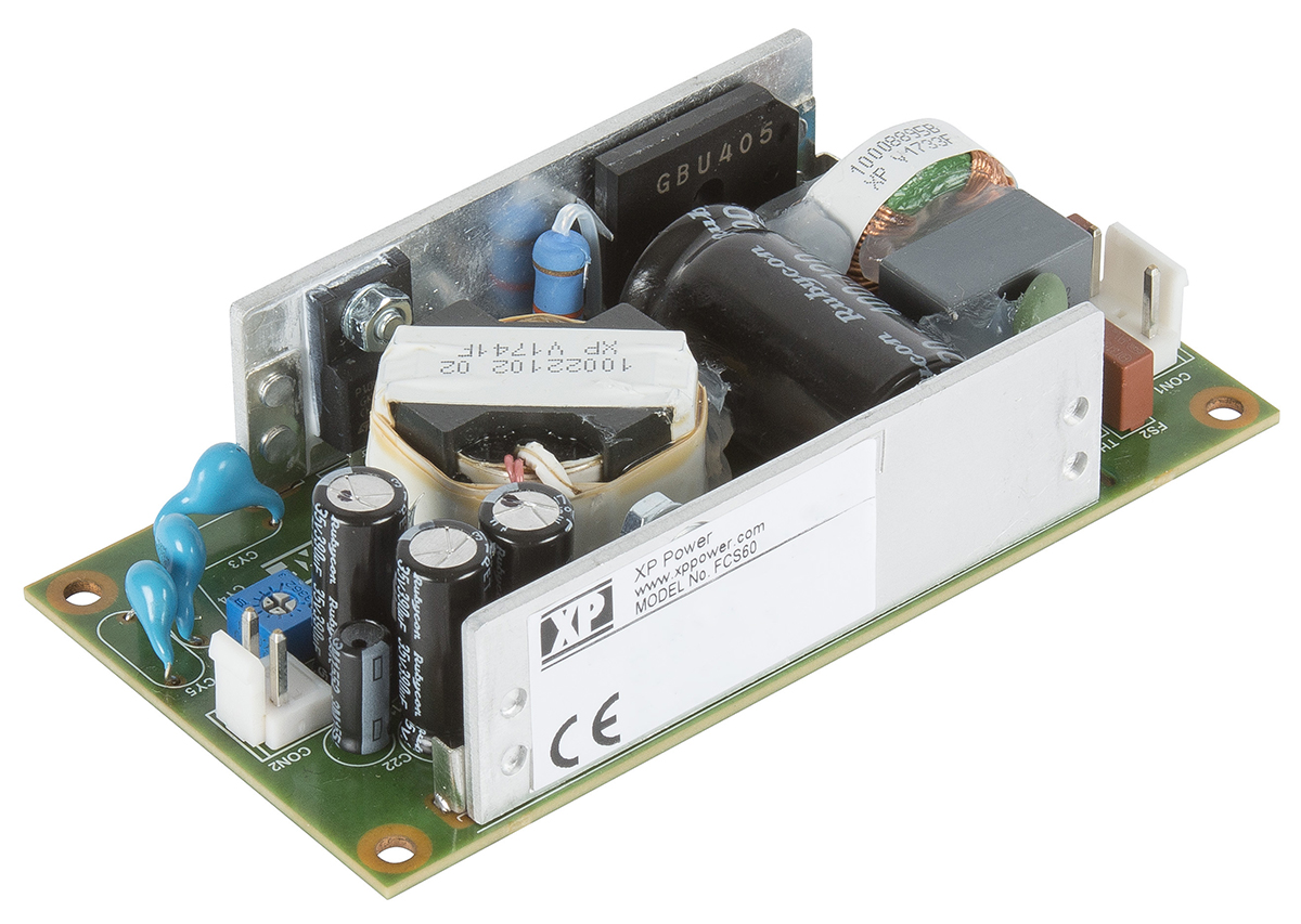 XP Power Switching Power Supply, FCS60US18, 18V dc, 3.33A, 60W, 1 Output, 80 → 264V ac Input Voltage