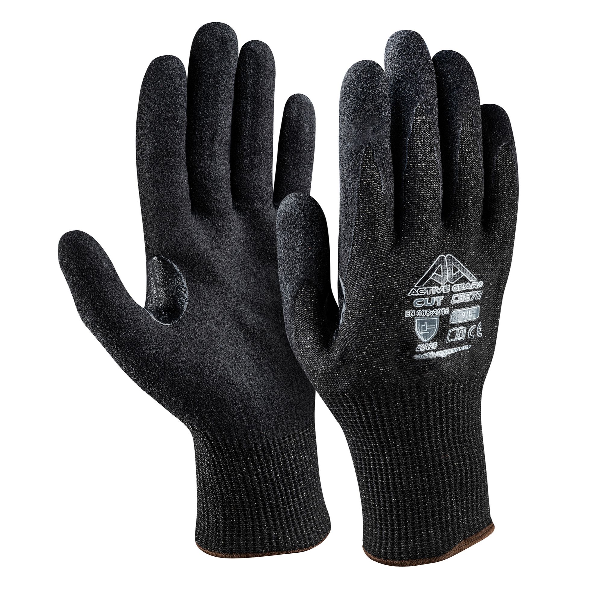 Active Gear Black Nitrile Work Gloves, Size 9/L, Nitrile Foam Coating