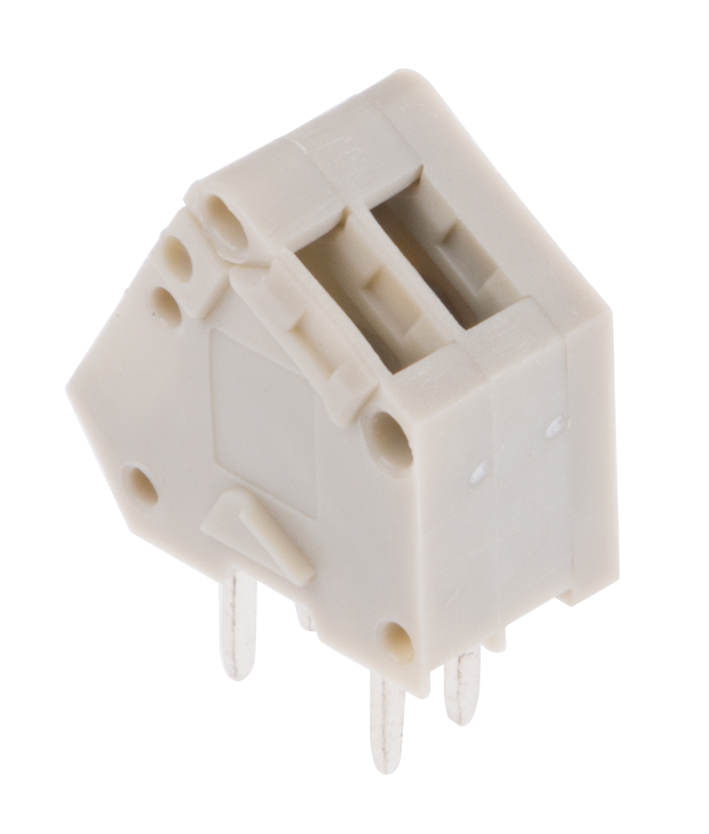 TE Connectivity PCB Terminal Block, 2-Contact, 2.54mm Pitch, Through Hole Mount, 1-Row, Solder Termination