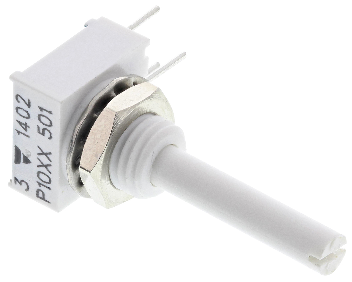 Vishay P10 500Ω Rotary Potentiometer 1-Gang Panel Mount, P10XXAI501KB30
