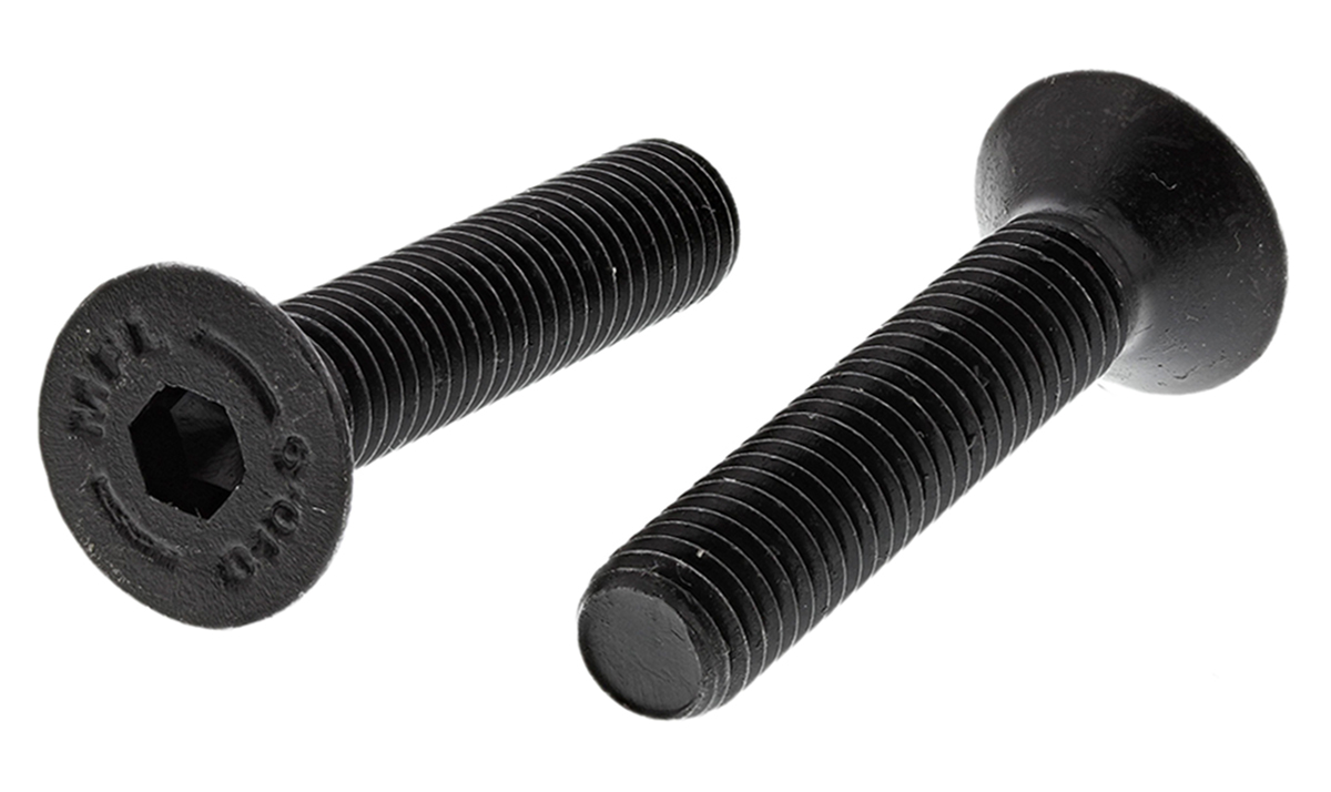 RS PRO Black, Self-Colour Steel Hex Socket Countersunk Screw, DIN 7991, M8 x 40mm