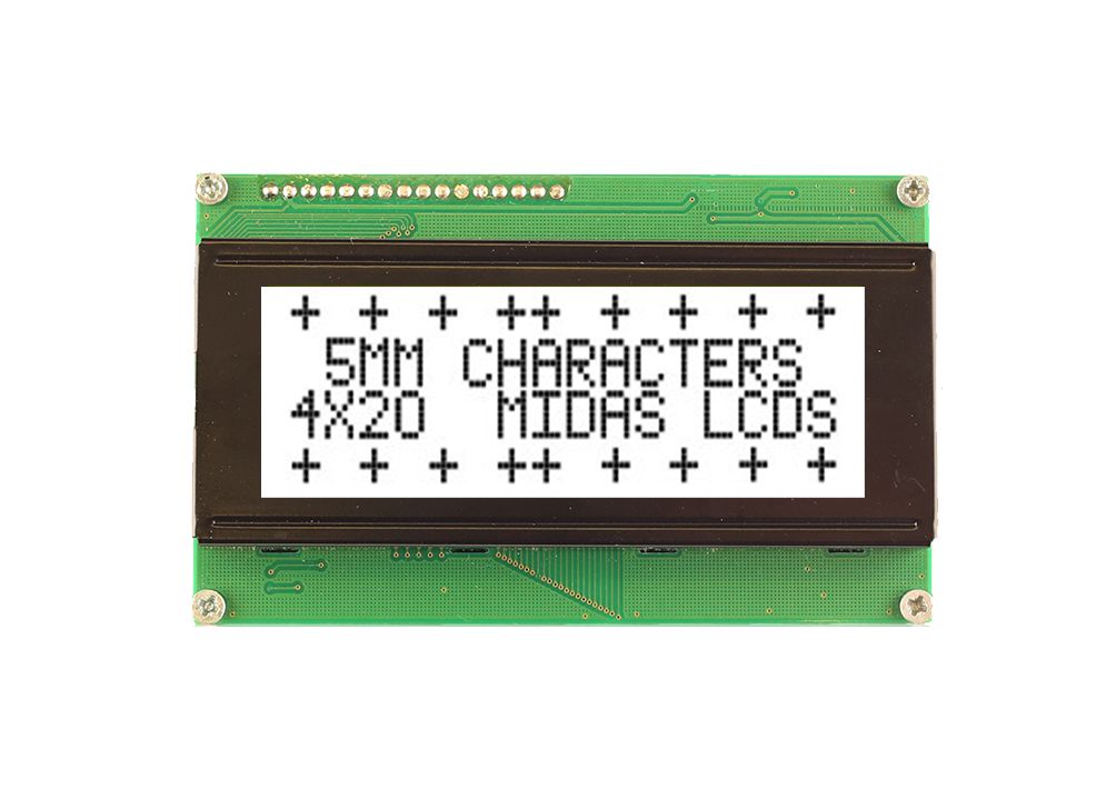 Midas MC42005A6W-FPTLWS-V2 Alphanumeric LCD Alphanumeric Display, 4 Rows by 20 Characters