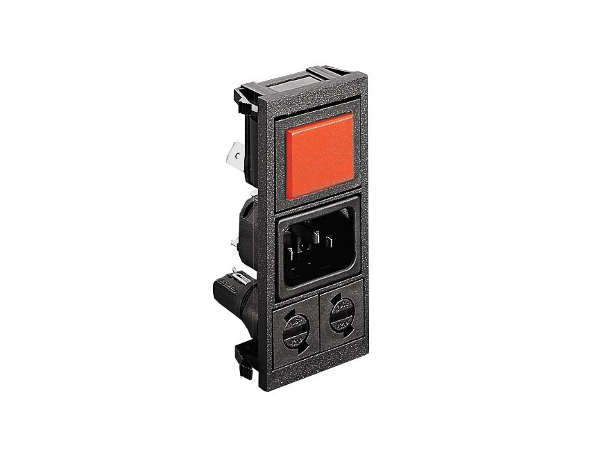 Bulgin C14 Snap-In IEC Connector Male, 10A, 250 V, Fuse Size 5 x 20mm