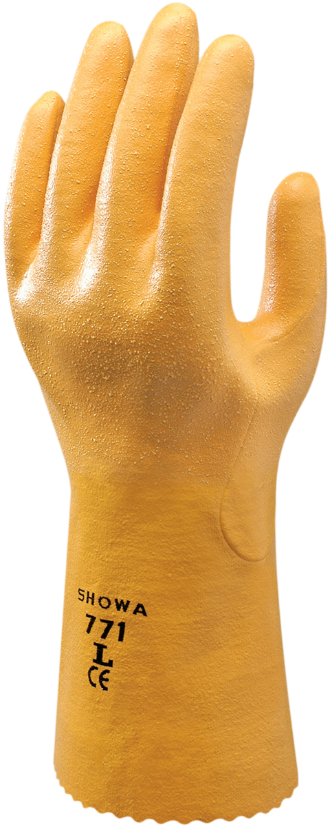 Showa 771 Yellow Cotton Flock Polyester Cotton Fibre Work Gloves, Size 8, Nitrile Coating