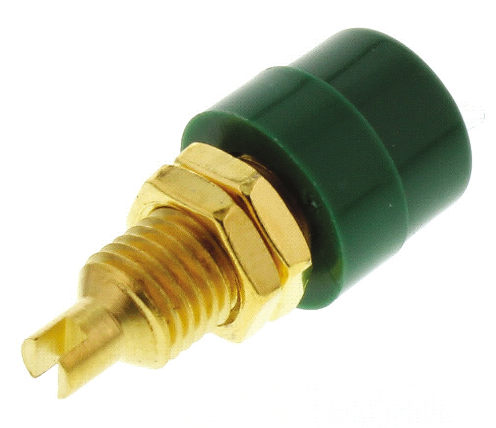 Hirschmann Test & Measurement Green Female Banana Socket, 4 mm Connector, Solder Termination, 32A, 30 V ac, 60V dc,