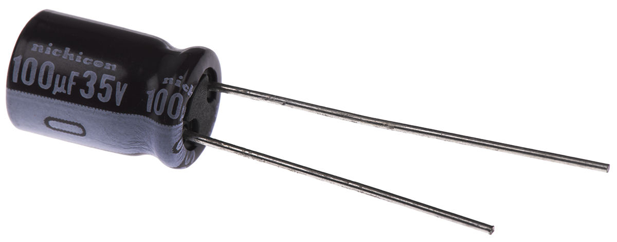 Nichicon 100μF Aluminium Electrolytic Capacitor 35V dc, Radial, Through Hole - UPS1V101MPD