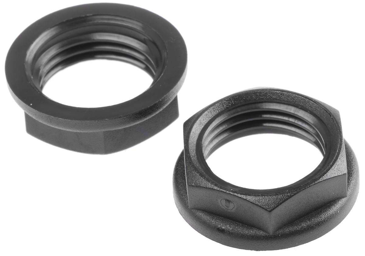 RS PRO Black PA 6 Cable Gland Locknut, M16 Thread