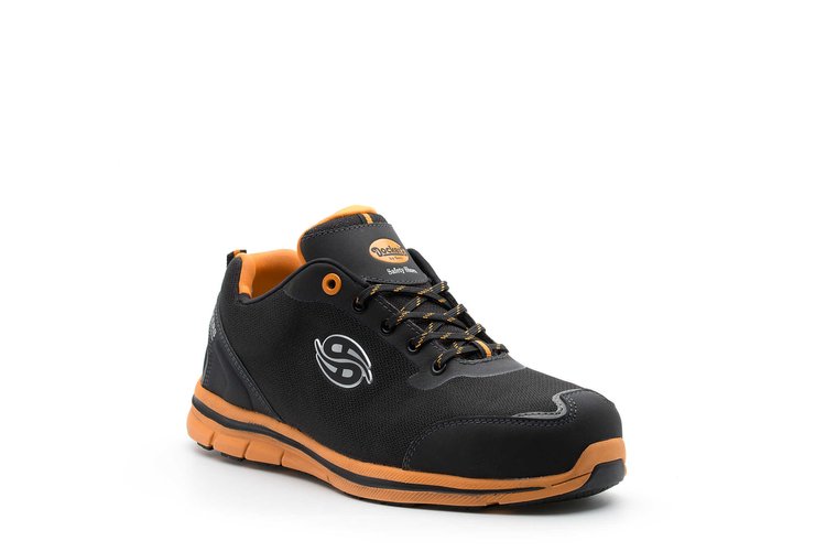 Dockers by Gerli GALANTIS S1P Unisex Black/Orange Aluminium Toe Capped Safety Shoes, UK 9, EU 43