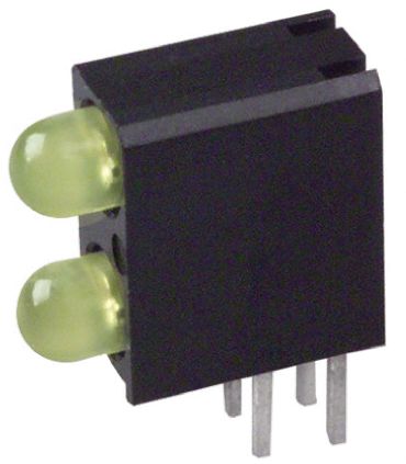 Dialight 553-0133-200F, Yellow Right Angle PCB LED Indicator, 2 LEDs, Through Hole 2.8 V