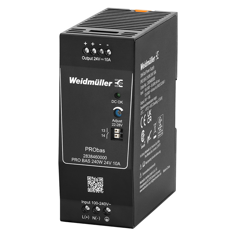 Weidmüller PRO BAS DIN Rail Power Supply, 264V ac ac, dc Input, 24V dc dc Output, 10A Output, 240W