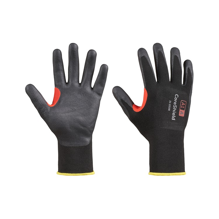 Honeywell Safety POLYTRIL Black Cotton, Lycra, Polyamide Work Gloves, Size 9, Nitrile Foam Coating